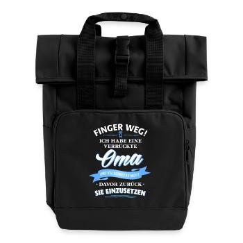 Finger weg! verrückte Oma Verwandte Familie Kinder - Rolltop Rucksack mit zwei Griffen - Schwarz - Vorne