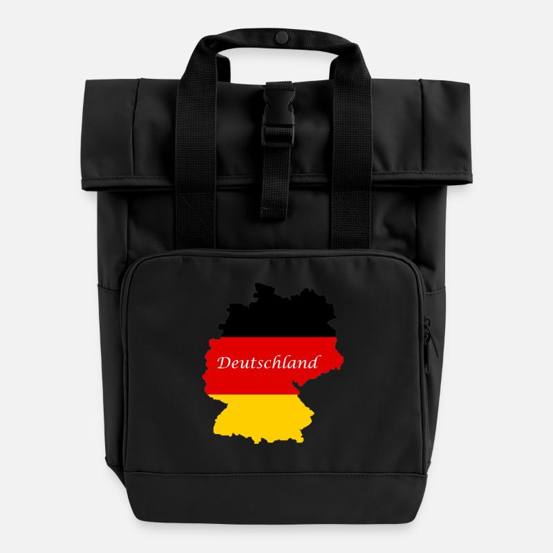 Germany Deutschland - Roll Top Backpack with Two Handles - black