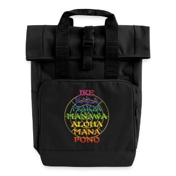 Die 7 Huna Prinzipien / Eye Of Kanaloa - Rolltop Rucksack mit zwei Griffen - Schwarz - Vorne