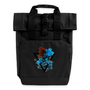 Color Cloud Colored Colorful Triangle Hipster T-Shirt - Roll Top Backpack with Two Handles - black - Front