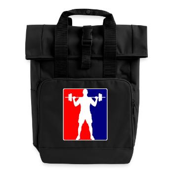 Bodybuilder Fitness Logo - Roll Top Backpack with Two Handles - black - Front