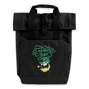 St Patrick's Day, - Roll Top Backpack with Two Handles - black - Front