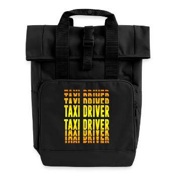 Taxi driver design - Roll Top Backpack with Two Handles - black - Front