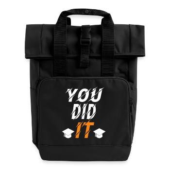 You did it graduation cool design - Roll Top Backpack with Two Handles - black - Front