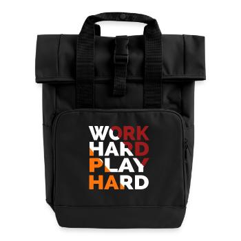 Arbeite hart, spiele hart - Rolltop Rucksack mit zwei Griffen - Schwarz - Vorne