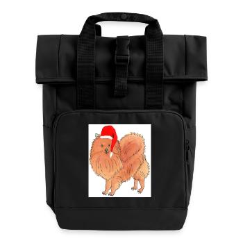 Pommerscher Weihnachtsaufkleber - Rolltop Rucksack mit zwei Griffen - Schwarz - Vorne