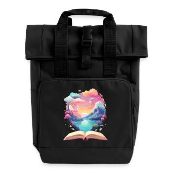 Zauberhafte Bücher Welten - Rolltop Rucksack mit zwei Griffen - Schwarz - Vorne