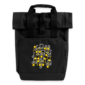 Musiknoten Muster im Retro-Stil - Rolltop Rucksack mit zwei Griffen - Schwarz - Vorne
