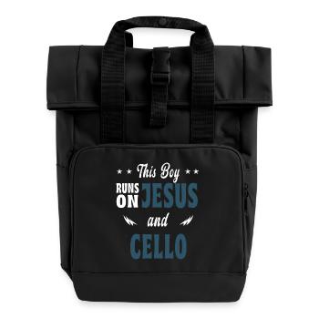 Dieser Junge lebt von Jesus und Cello - Rolltop Rucksack mit zwei Griffen - Schwarz - Vorne