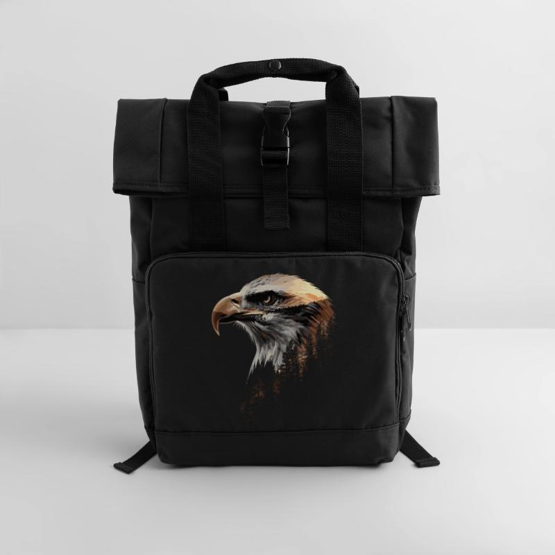Preserve & Protect Bald Eagle Eagle Bird Roll Top Backpack with Two Handles