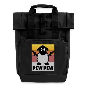 Pew Pew Schaf - Rolltop Rucksack mit zwei Griffen - Schwarz - Vorne