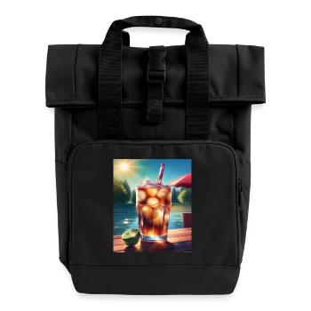 Kaltes Cola-Getränk - Rolltop Rucksack mit zwei Griffen - Schwarz - Vorne