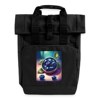 Yummy blueberries - Roll Top Backpack with Two Handles - black - Front