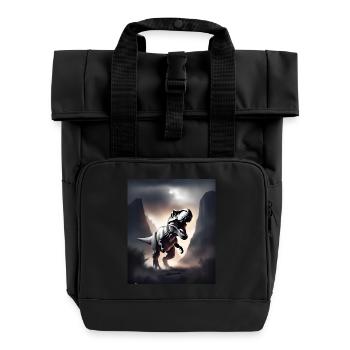 Awesome tyrannosaurus rex dinosaur - Roll Top Backpack with Two Handles - black - Front