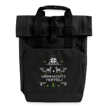 Christmas grouch, Ugly Christmas - Roll Top Backpack with Two Handles - black - Front