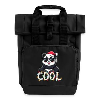 Noël panda cool - Sac à dos Roll Top à deux anses - noir - Devant