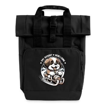 St. Bernard Dog - Roll Top Backpack with Two Handles - black - Front