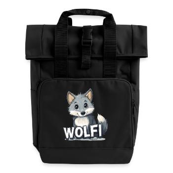 Wolfi - Dein Kosename - Rolltop Rucksack mit zwei Griffen - Schwarz - Vorne