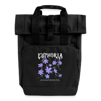 Euphoria Lightning Flowers - Roll Top Backpack with Two Handles - black - Front