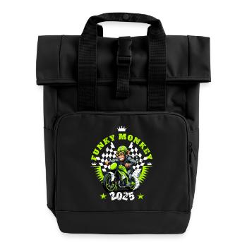 Lustiger Affe - Rolltop Rucksack mit zwei Griffen - Schwarz - Vorne