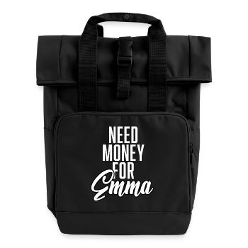 Need Money For Emma - Rolltop Rucksack mit zwei Griffen - Schwarz - Vorne