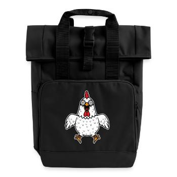 Huhn verrückt Hühner Geflügel Hahn Gockel Henne - Rolltop Rucksack mit zwei Griffen - Schwarz - Vorne