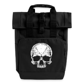 Schädel Silhouette - Rolltop Rucksack mit zwei Griffen - Schwarz - Vorne