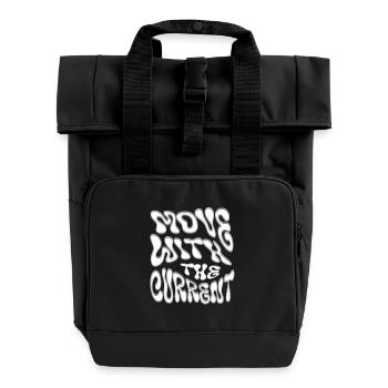 Mit dem Strom bewegen - Rolltop Rucksack mit zwei Griffen - Schwarz - Vorne