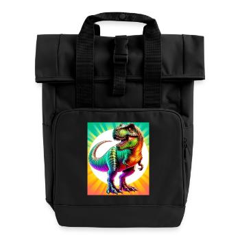 Dinosaurier - Rolltop Rucksack mit zwei Griffen - Schwarz - Vorne