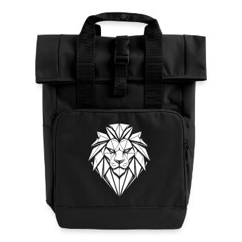 Geometrischer Löwekopf Schwarzweiß - Rolltop Rucksack mit zwei Griffen - Schwarz - Vorne