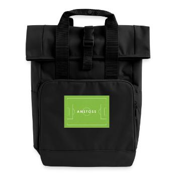 ANSTOSS Fußball Statement - Rolltop Rucksack mit zwei Griffen - Schwarz - Vorne