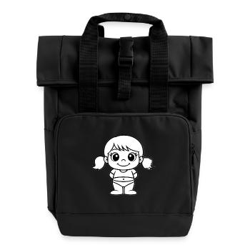 Fillette Poupée Line Art - Sac à dos Roll Top à deux anses - noir - Devant