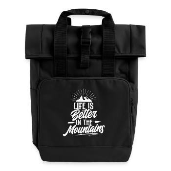 Hiking Mountains - Roll Top Backpack with Two Handles - black - Front