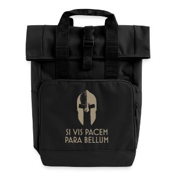 Spartan Helm latin motto Si Vis Pacem Para Bellum - Roll Top Backpack with Two Handles - black - Front