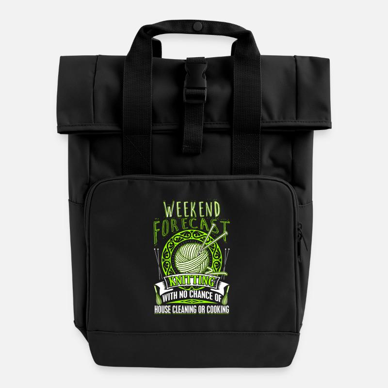 Weekend Forecast - Knitting - EN - Rolltop Rucksack mit zwei Griffen - Schwarz