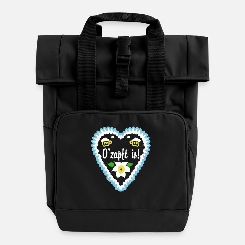 O'zapft is gingerbread heart - Roll Top Backpack with Two Handles - black