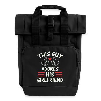 partner shirt - Roll Top Backpack with Two Handles - black - Front