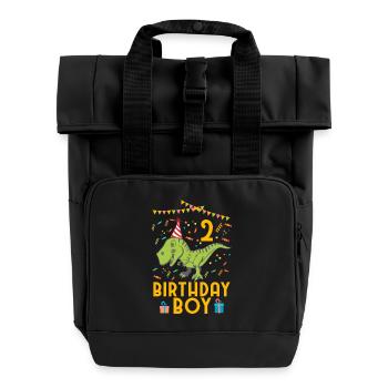 Birthday Boy - 2. Geburtstag - Rolltop Rucksack mit zwei Griffen - Schwarz - Vorne