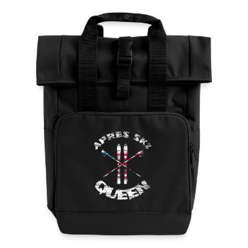 Apres Ski Queen-Skifahren-Skifahrer - Rolltop Rucksack mit zwei Griffen - Schwarz - Vorne