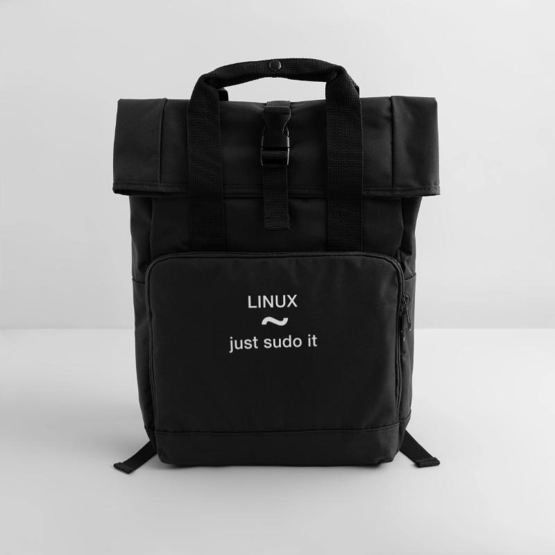 linux just sudo it Admin Programmer pc Nerd lol Roll Top Backpack with Two Handles