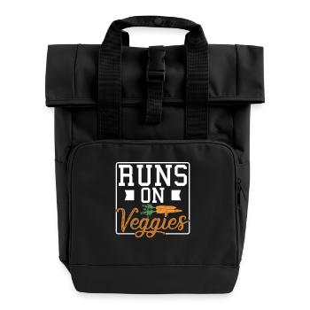Runs on Veggies - Rolltop Rucksack mit zwei Griffen - Schwarz - Vorne