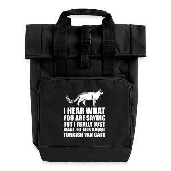 Angora turc Cat cadeau mignon - Sac à dos Roll Top à deux anses - noir - Devant