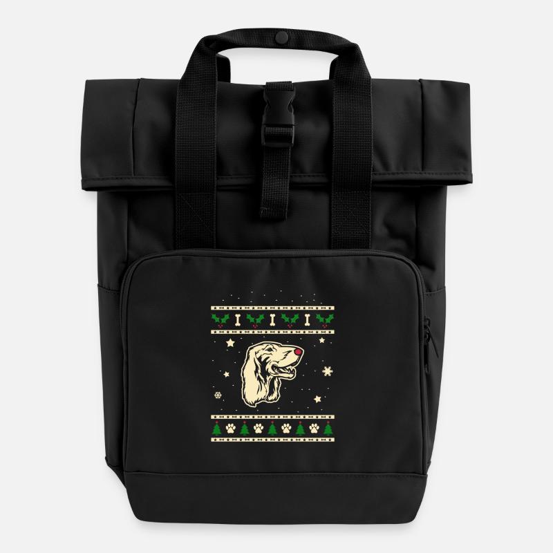 Irish Setter Christmas Gift - Roll Top Backpack with Two Handles - black
