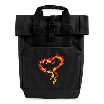 Herz aus Flammen - Rolltop Rucksack mit zwei Griffen - Schwarz - Vorne