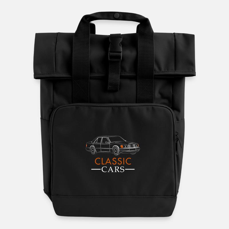 Voitures classiques W124 - Sac à dos Roll Top à deux anses - noir