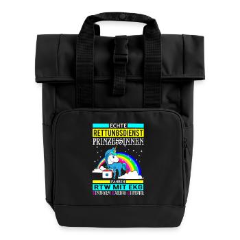Cadeau de sauvetage princesse Licorne - Sac à dos Roll Top à deux anses - noir - Devant