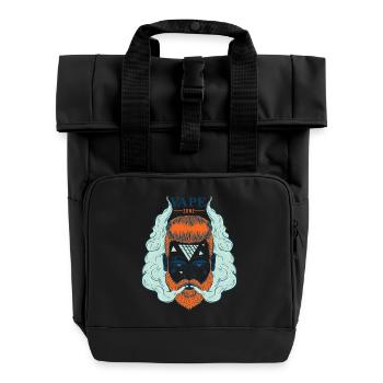 Vaper rauchender bärtiger Hipster - Rolltop Rucksack mit zwei Griffen - Schwarz - Vorne