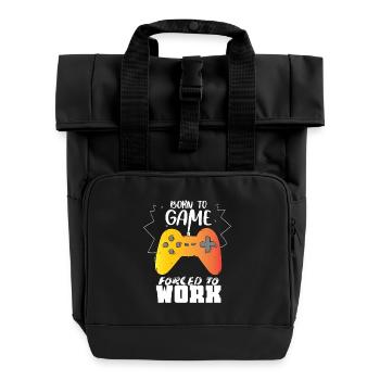 Gaming Nerd Geek Geschenkidee - Rolltop Rucksack mit zwei Griffen - Schwarz - Vorne