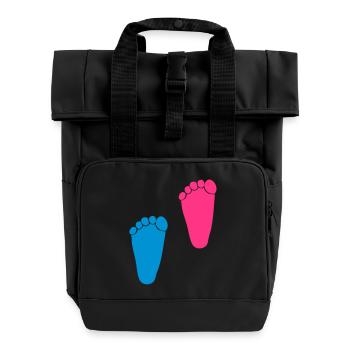 little girl walking garcon1 - Roll Top Backpack with Two Handles - black - Front