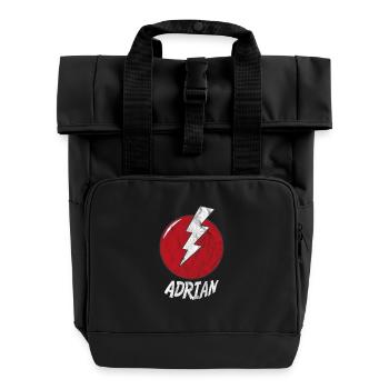 Lightning Name Shirt Superhero Superhero adrian - Roll Top Backpack with Two Handles - black - Front